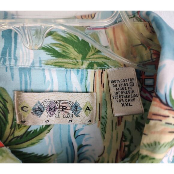 Camisa Moda Hawaiian Shirt Tropical Island Print Button Up XXL - Picture 3 of 7
